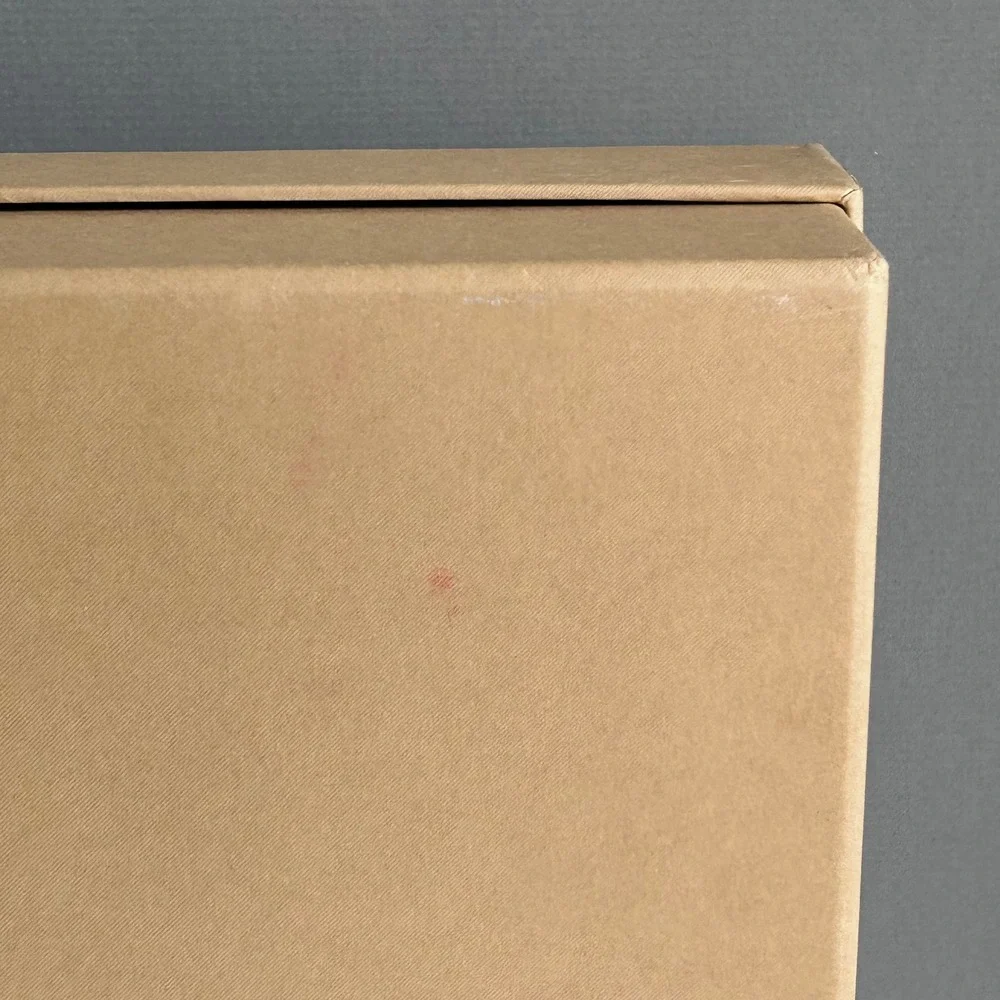Burberry Tan Sturdy Thick Gift Box Envelope Set Gold Embossed Equestrian Knight